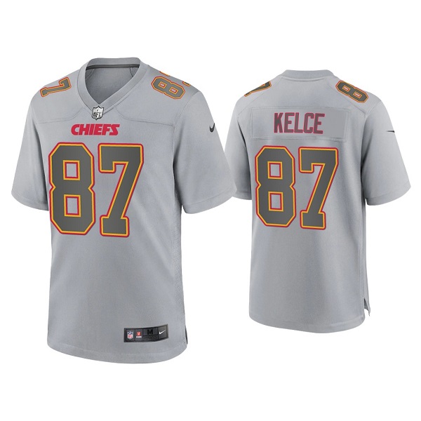 Men's Kansas City Chiefs #87 Travis Kelce Gray Atmosphere Fashion Stitched Game Jersey